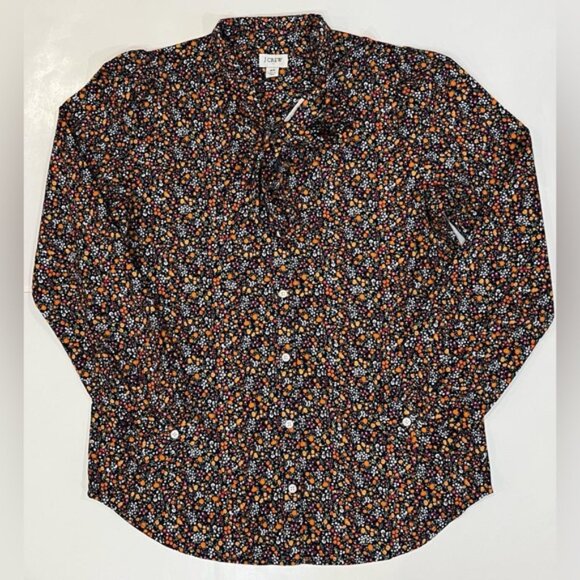 NWT J. CREW Bow Tie-neck LS Floral Button Up Shirt INDIA 🇮🇳 Made BU002 Size XS - Picture 10 of 13